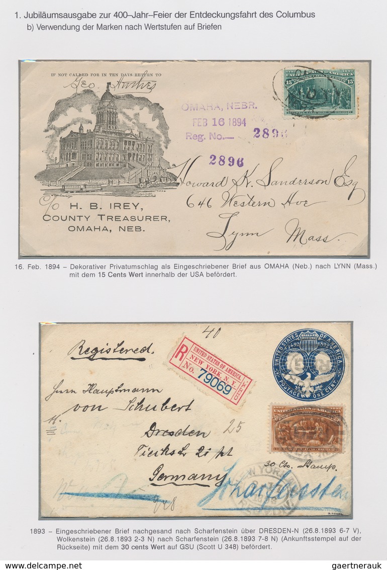 Vereinigte Staaten von Amerika: 1893 COLUMBUS: Exhibition collection of stamps and about 180 covers,