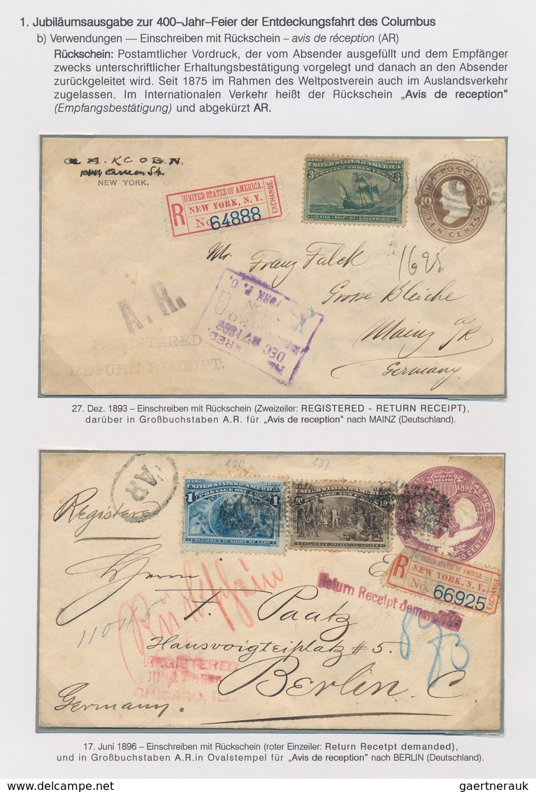 Vereinigte Staaten von Amerika: 1893 COLUMBUS: Exhibition collection of stamps and about 180 covers,