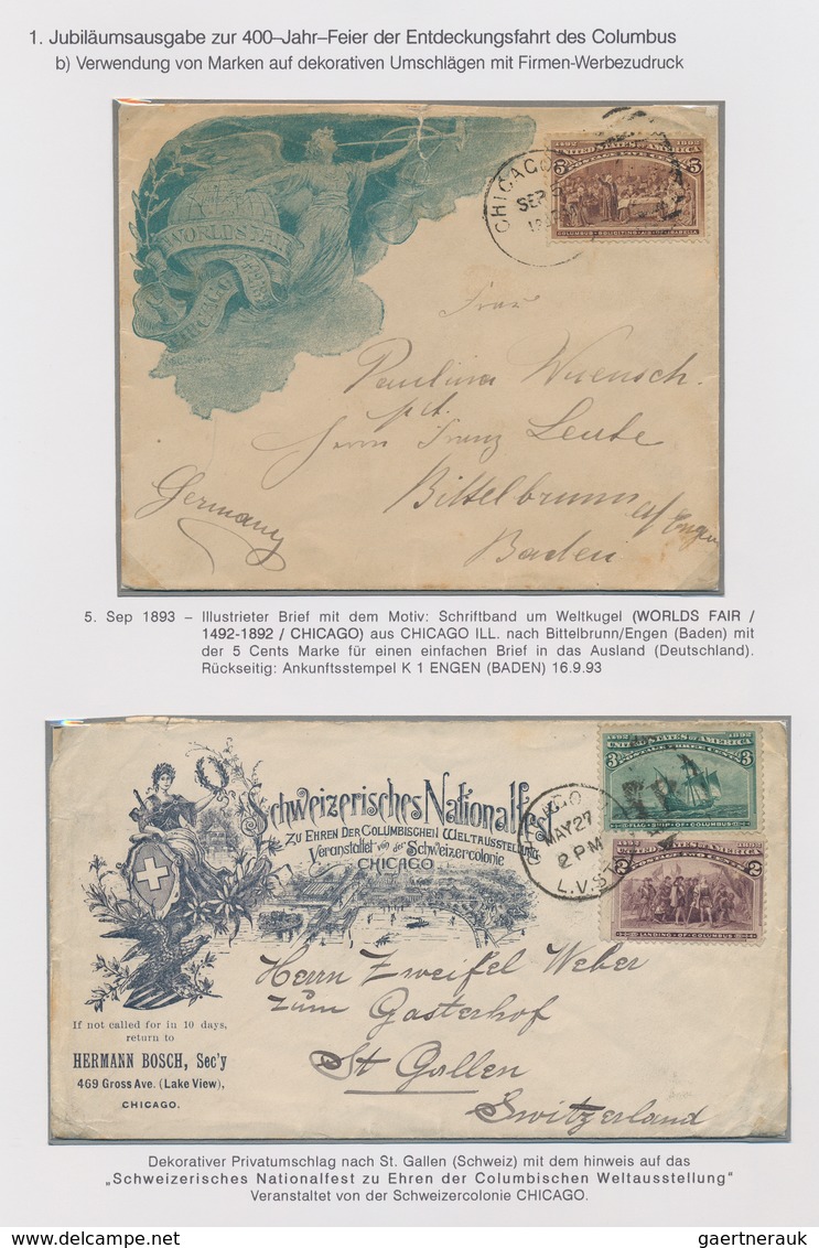 Vereinigte Staaten von Amerika: 1893 COLUMBUS: Exhibition collection of stamps and about 180 covers,