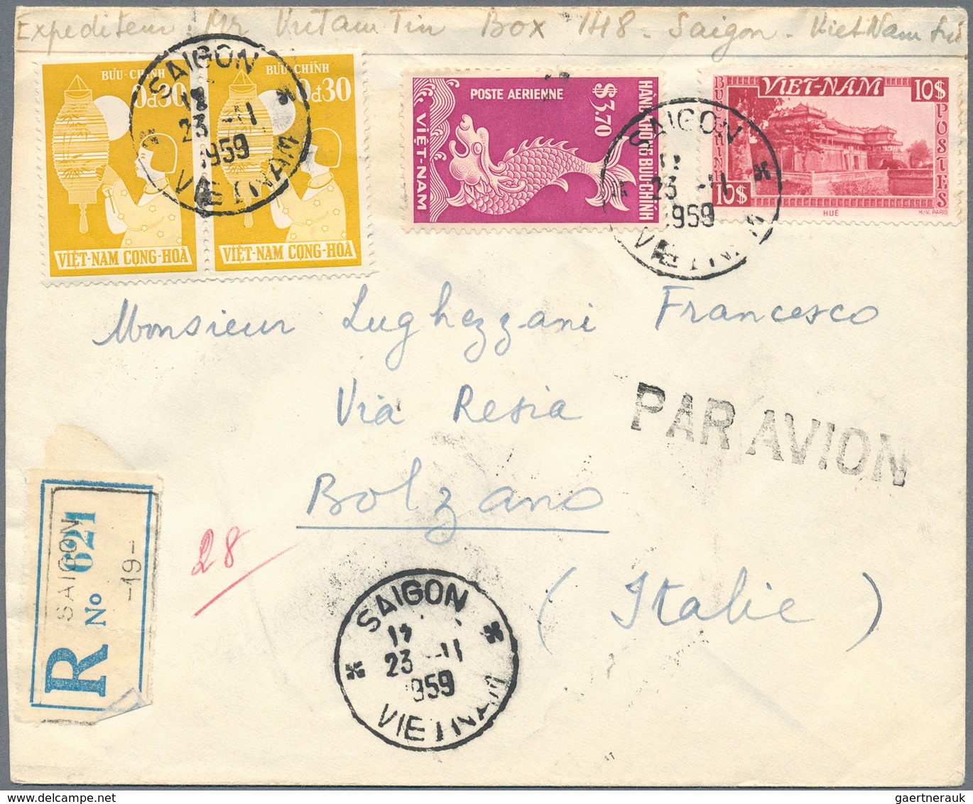 Vietnam: 1954/73, 14 Covers And 5 Labels Of North And South Vietnam, Some In Mixed Condition. - Vietnam