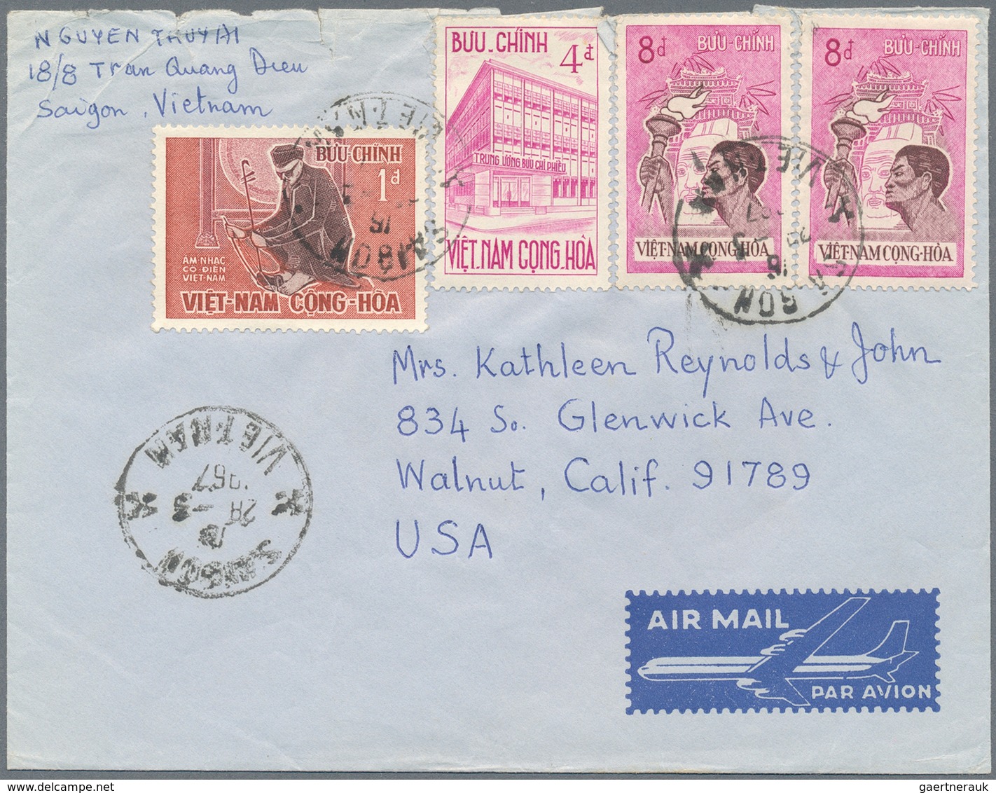 Vietnam: 1959/96, 32 covers and 6 labels of North and South Vietnam, as well as covers after unifica