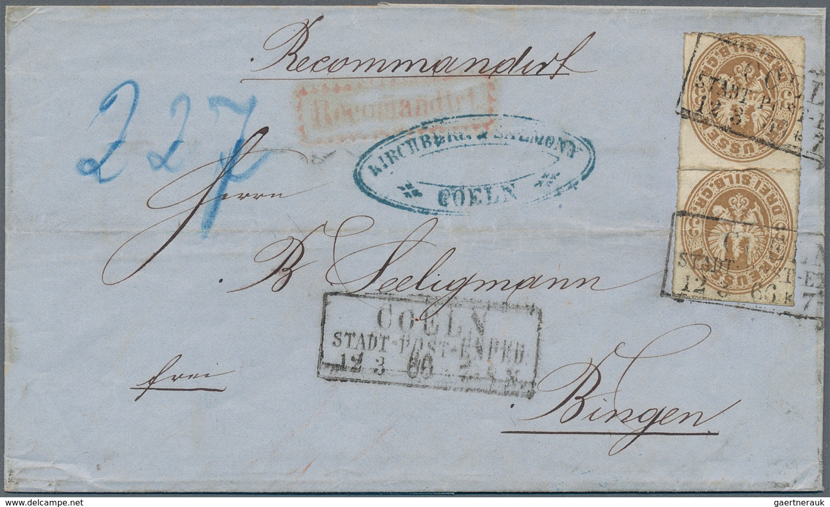 Alle Welt: 1866/1940 Ca., Konvolut Mit 15 Belegen, Dabei Altdeutschland Mit Einschreibebrief Preusse - Collections (sans Albums)