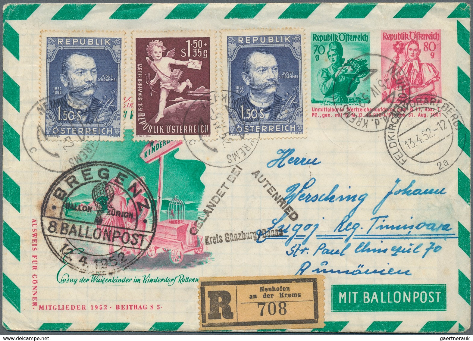 Ballonpost: 1948/2001, Umfangreiche Sammlung Von Ca. 480 Belegen Der österreichischen Kinderdorf-Bal - Fesselballons