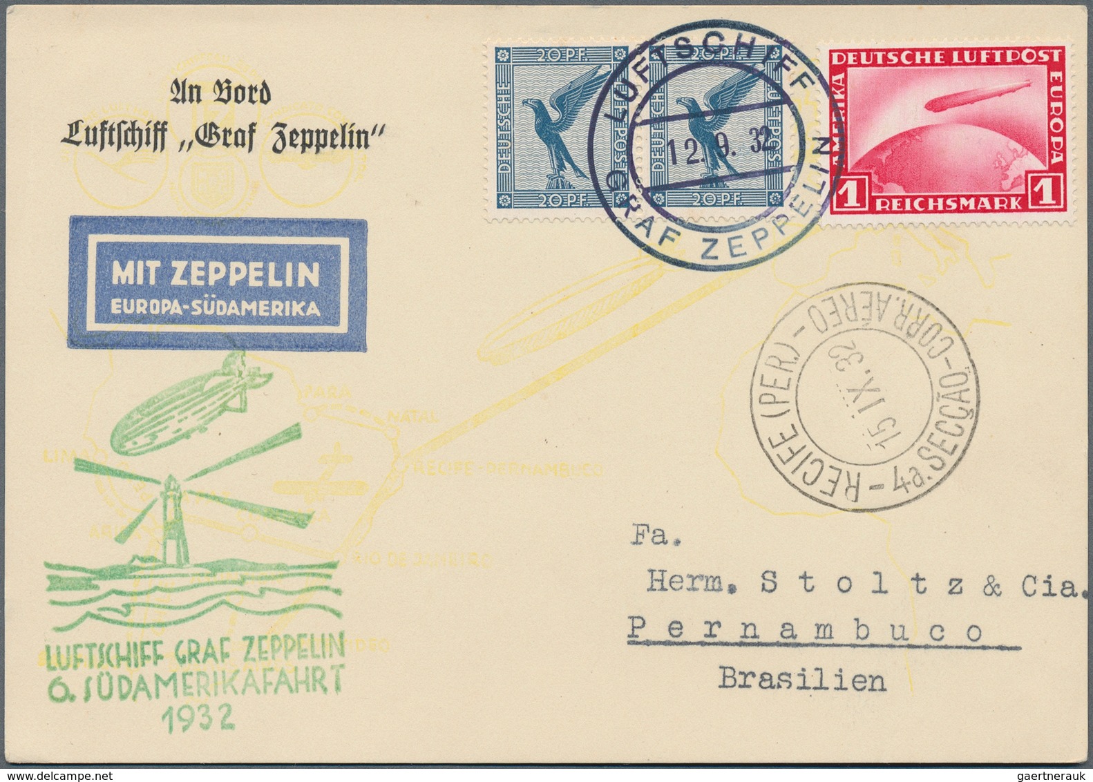 Zeppelinpost Deutschland: Collection Of 84 Zeppelin Covers, All Different, In Uniformly Excellent Co - Airmail & Zeppelin