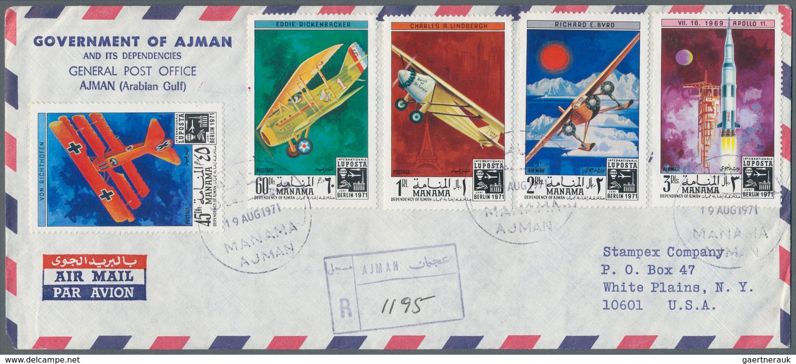 Thematik: Flugzeuge, Luftfahrt / airoplanes, aviation: LUPOSTA 1971, stamp exhibition in Berlin, fan