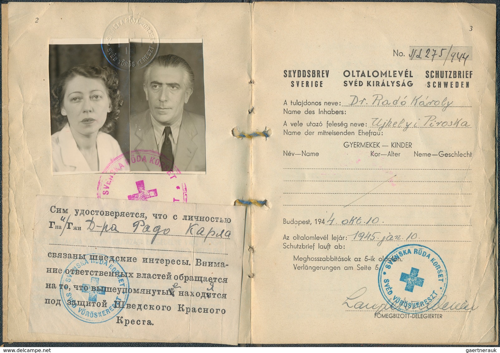 Thematik: Judaika / Judaism: 1944/1945, Sweden/Hungary, Group Of 5 Protecting Passports Respectively - Sin Clasificación