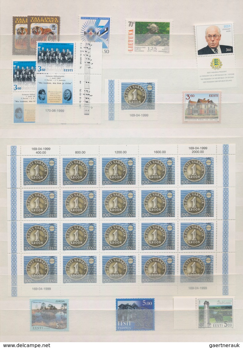 Estland: 1991/2007 (ca.), ca. 400 covers, cards and postal stationeries in a thick folder, and a dup