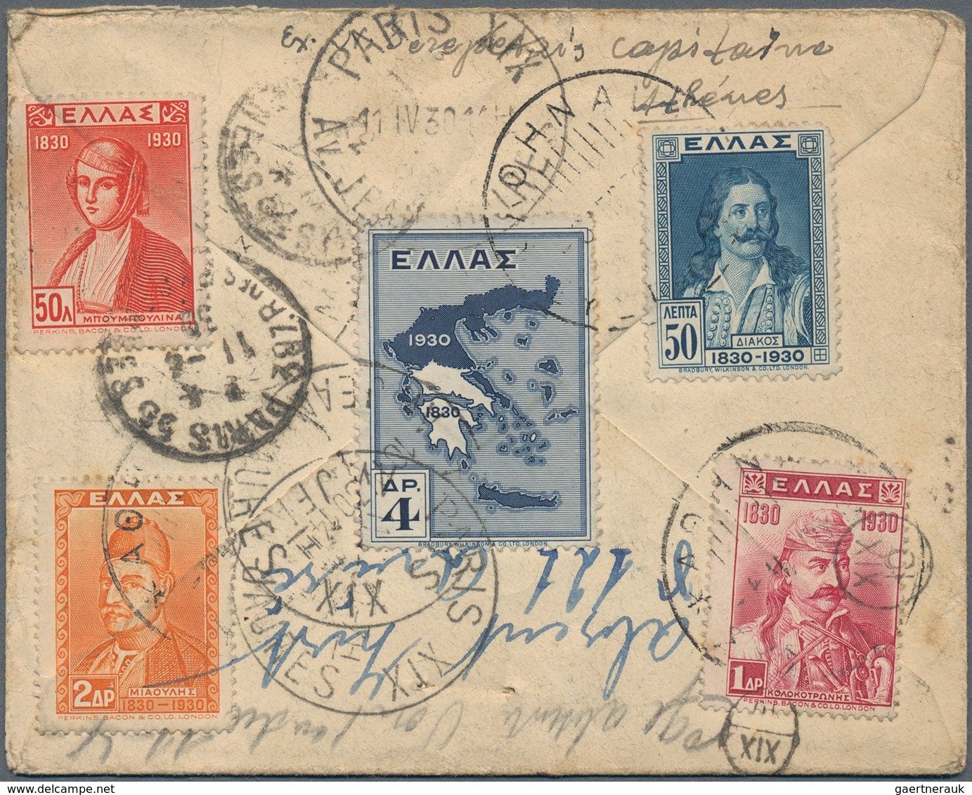 Griechenland: 1920/1950 (ca.), assortment of more than 50 covers/cards, stronger postal wear but int