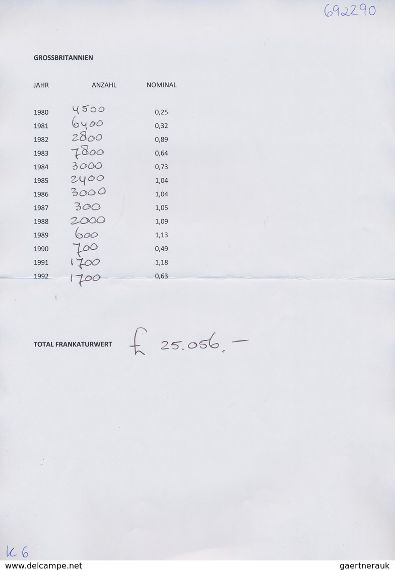 Großbritannien: 1980/1992, Stock Of The Europa Issues, Complete Sets Mint Never Hinged. List Of Cont - Otros & Sin Clasificación