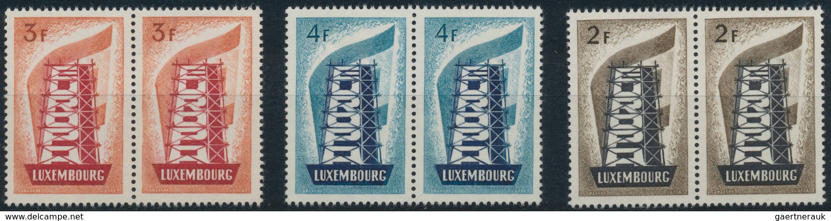 Luxemburg: 1956, Europa, 10 Sets Of This Issue Mint Never Hinged, Six In Pairs And Four In Blocks Of - Other & Unclassified