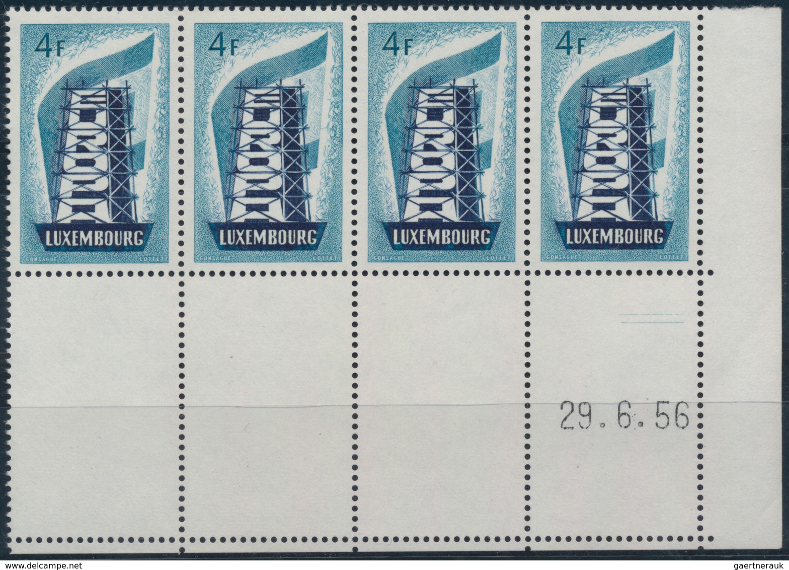 Luxemburg: 1956, Europa-CEPT, Four Sets In Stripes With Sheet And Corner Margin With Printing Date, - Other & Unclassified