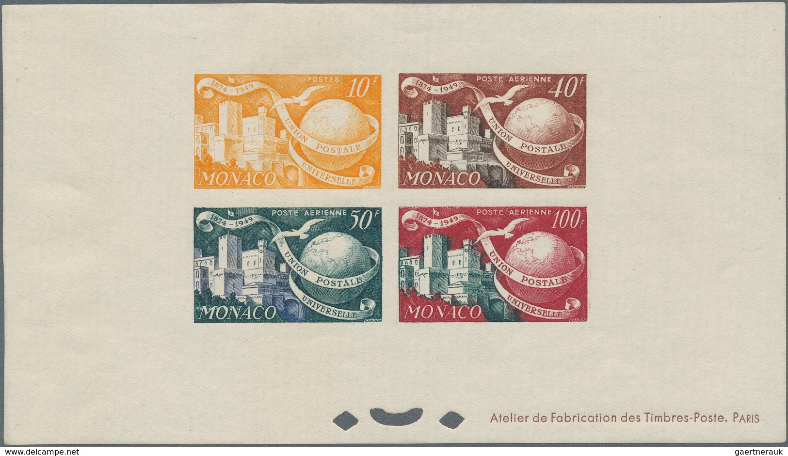 Monaco: 1949/1950, 75th Anniversary Of UPU, Specialised Assortment Incl. Six BLOC SPECIAUX Unmounted - Cartas & Documentos