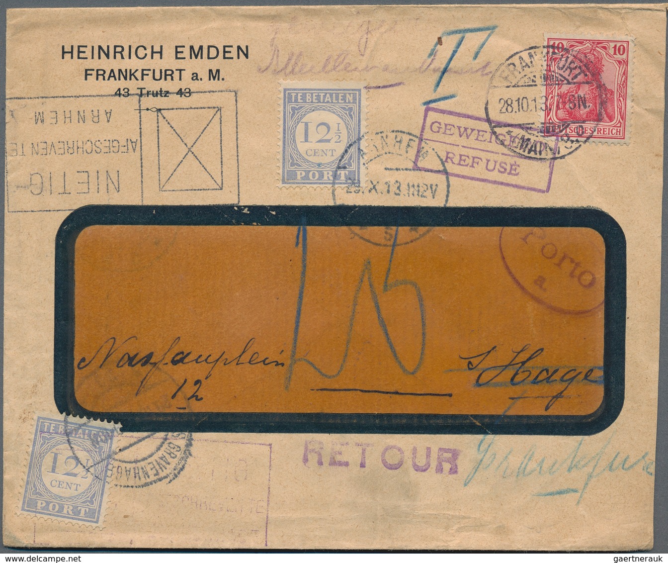 Niederlande: 1864/1934, Lot Of 17 Entires, Mainly Sent To Foreign Destinations, Also Postage Dues On - Sonstige & Ohne Zuordnung