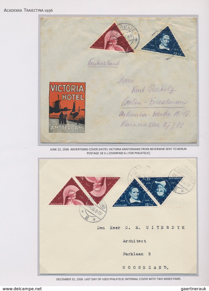 Niederlande: 1936, ACADEMIA TRAIECTINA, Very Comprehensive Exhibition Collection Of The Stamp Issue - Sonstige & Ohne Zuordnung