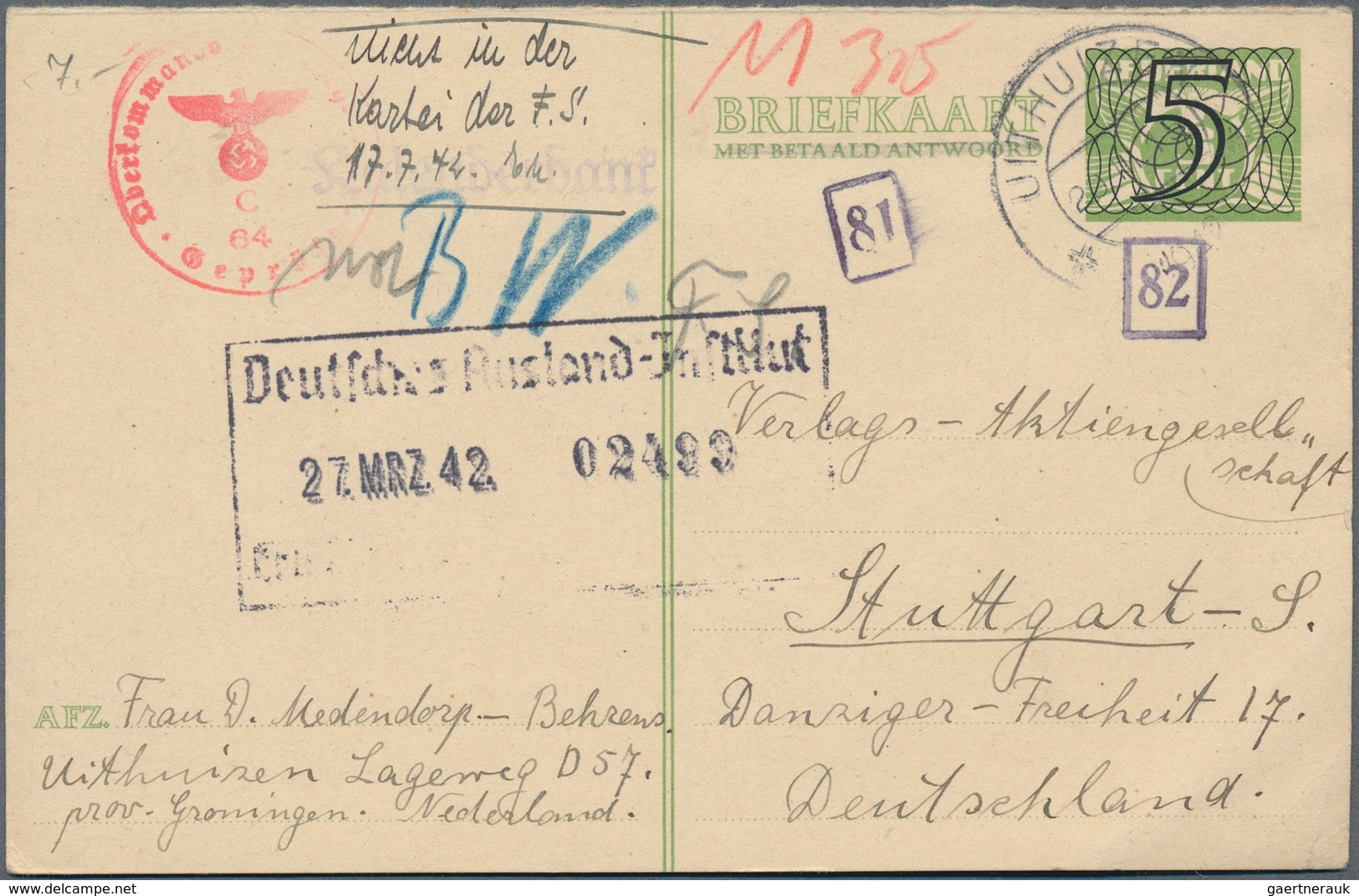 Niederlande - Ganzsachen: 1871/1980, Reichliche Sammlung In 5 Briefalben Mit Aerogrammen, Umschlägen - Material Postal