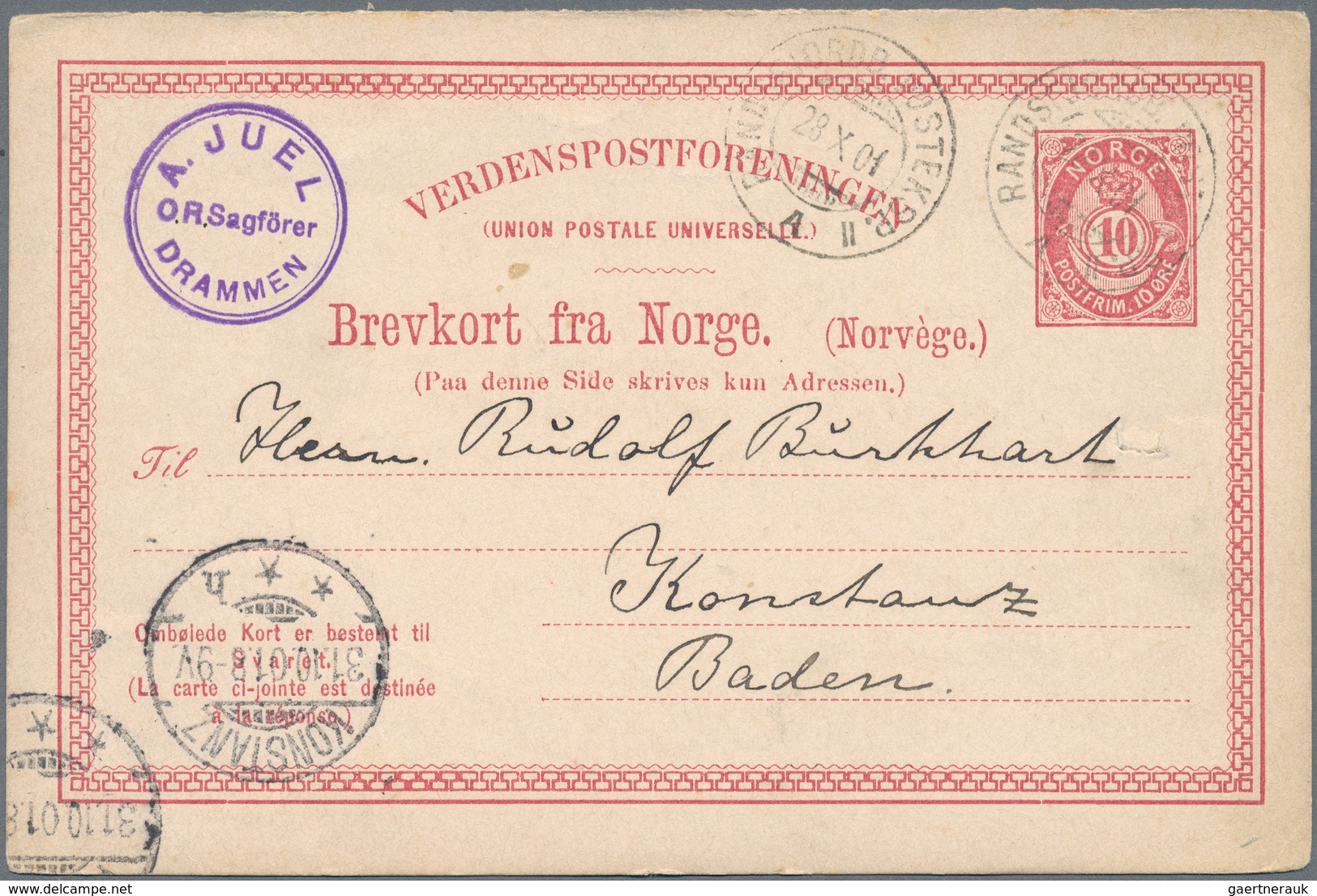 Norwegen - Ganzsachen: 1872/1988, Kleine Sammlung, Umschläge, Postkarten, Antwortkarten, Kartenbrief - Postal Stationery