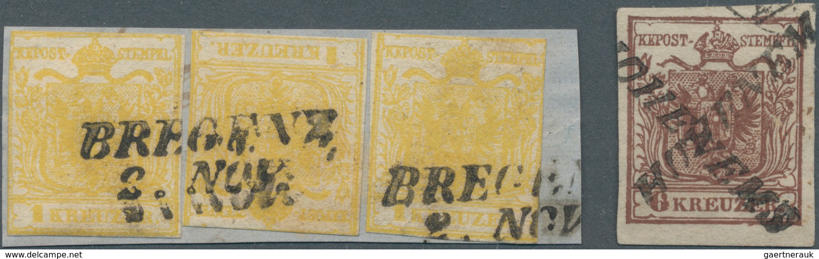 Österreich: 1850/1858, Konvolut Der 1.Ausgabe Mit Gestempelten Marken, Briefstücken Und 10 Belegen, - Collections