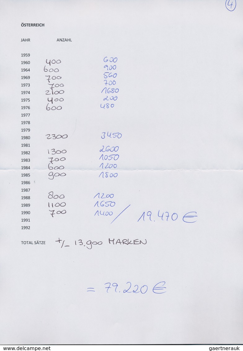 Österreich: 1960/1992, Lagerbestand Der Europa-Ausgaben, Alle Tadellos Postfrisch, In Tüten Nach Aus - Sammlungen