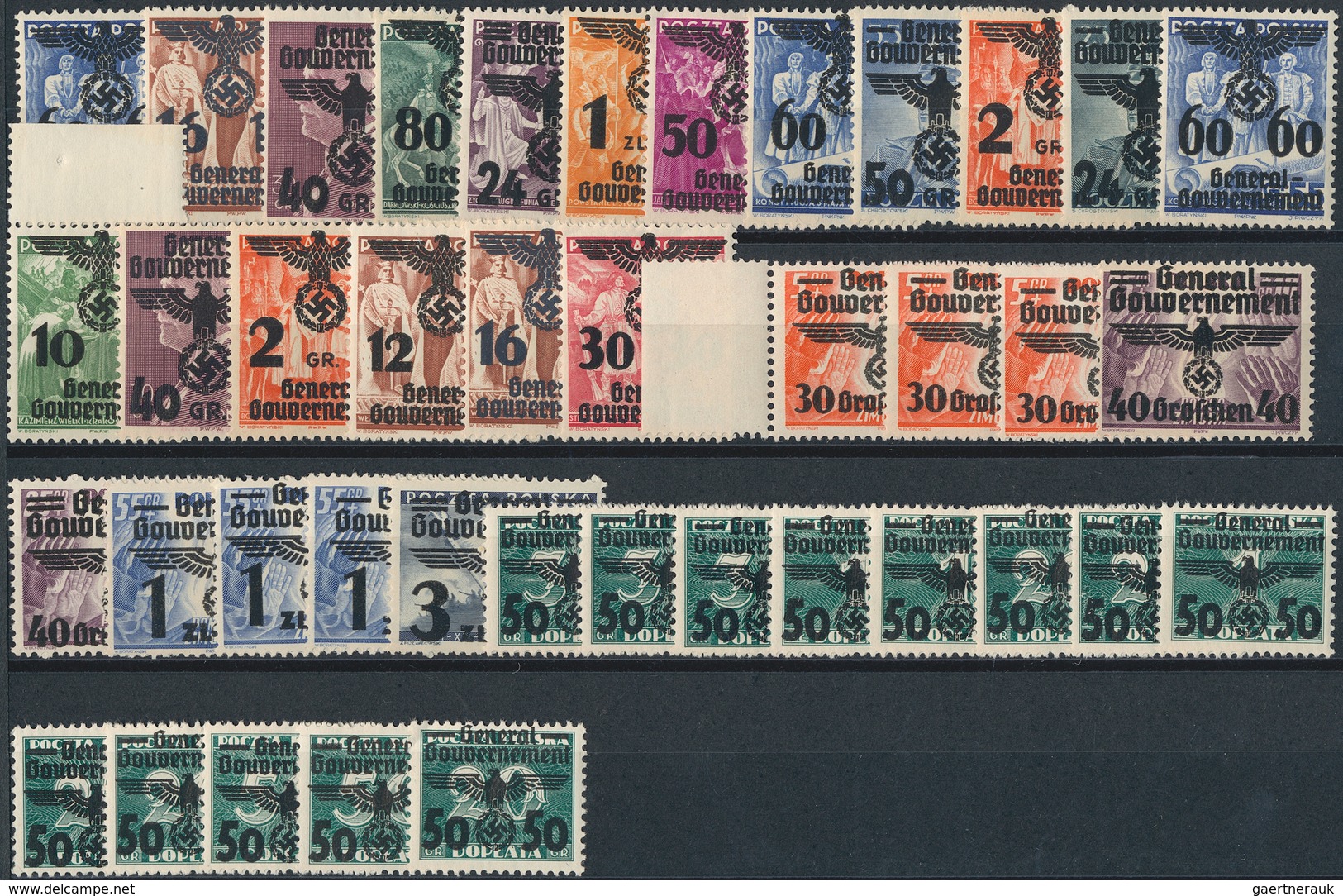 Polen: 1935/1949 (ca.), U/m Assortment In Glassines/on Stockcards, Comprising Definitives, 1938 20th - Other & Unclassified