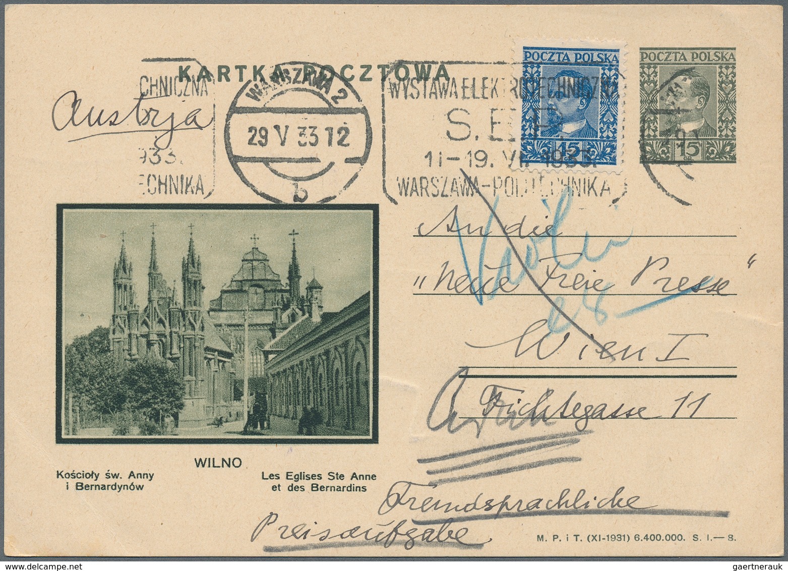 Polen - Ganzsachen: 1921/1948, Group Of 19 Commercially Used Stationeries Mainly To Vienna, Some Upr - Ganzsachen