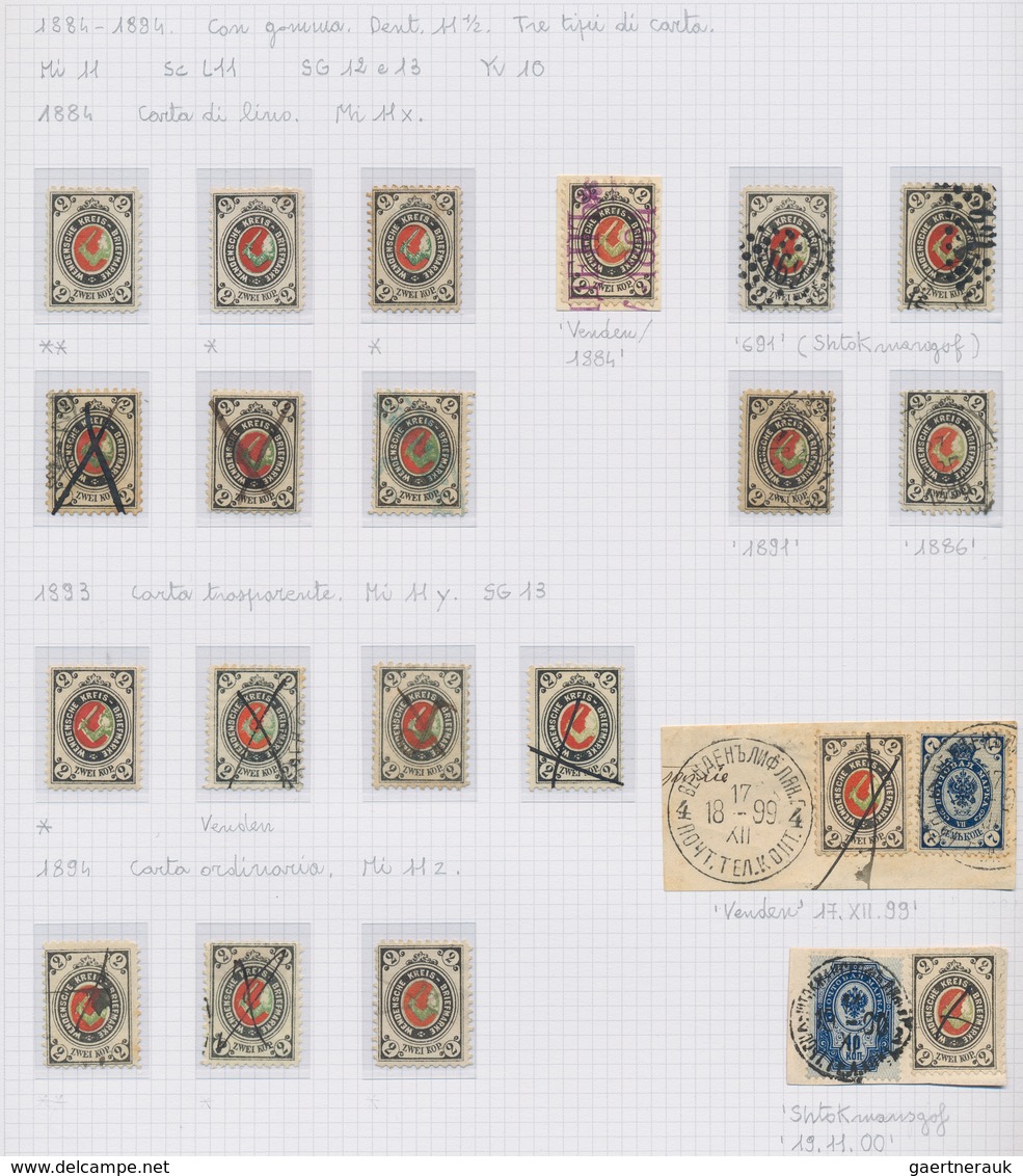 Russland - Wendensche Kreispost: 1862/1901, Specialised Collection Of More Than 100 Stamps On Album - Sonstige & Ohne Zuordnung