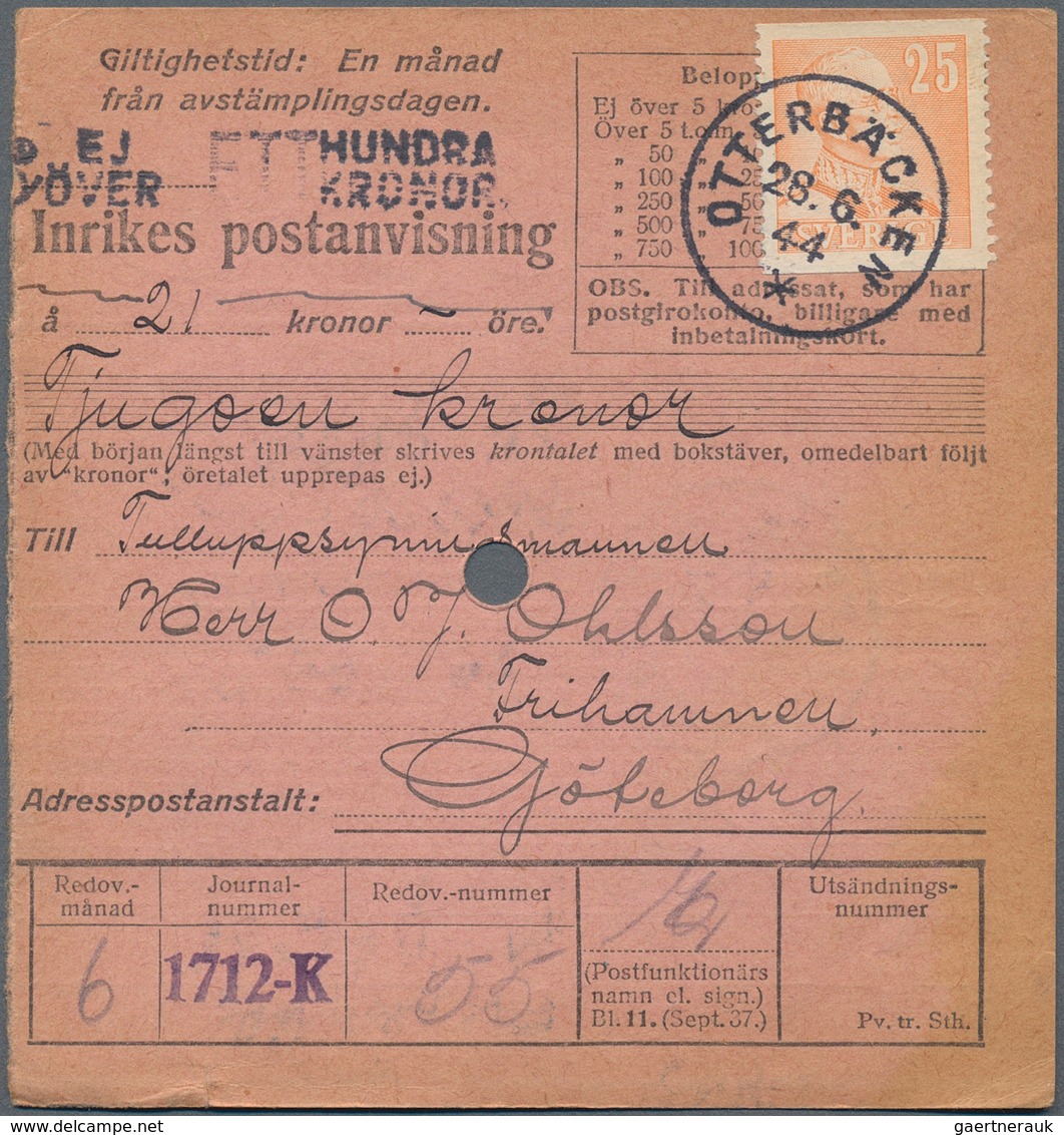 Schweden: 1944, Holding Of Apprx. 600 Money Orders, Showing Various Rates And Attractive Diversity O - Unused Stamps