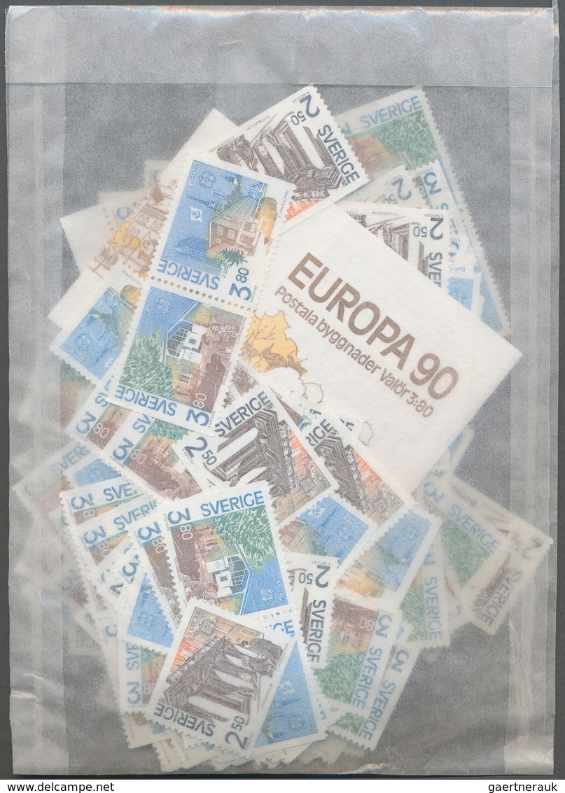 Schweden: 1960/1990, Stock Of The Europa Issues, Complete Sets Mint Never Hinged. List Of Content En - Unused Stamps