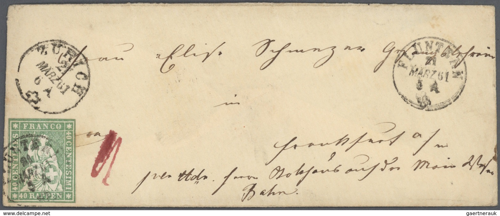 Schweiz: 1861-65: 14 Briefumschläge Einer Korrespondenz Von St. Gallen, Fluntern Bzw. Zürich Nach Ha - Sammlungen