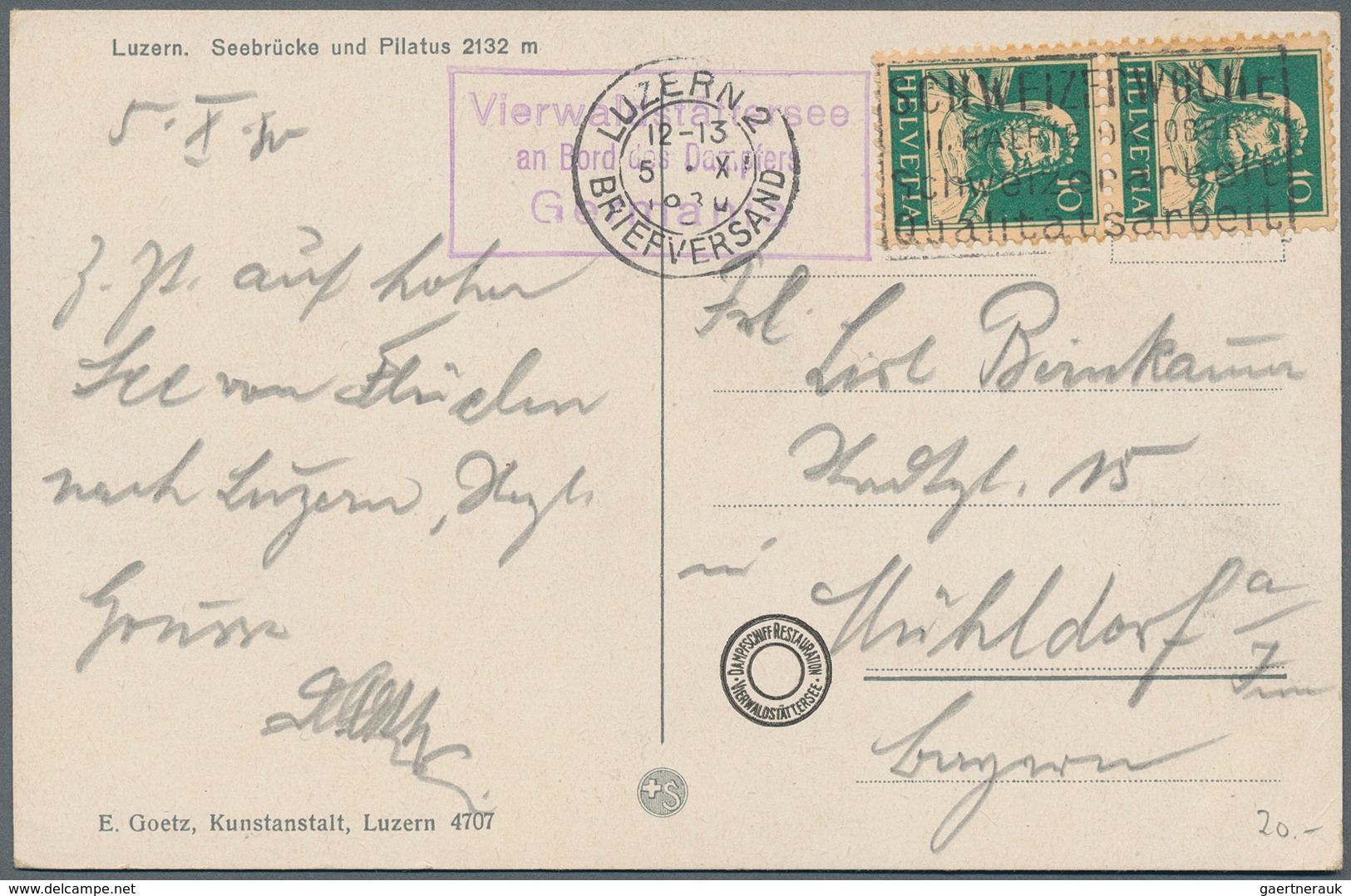 Schweiz: 1888-1987 SCHIFFPOST: 18 Briefe, Postkarten, Ganzsachen Und Ansichtskarten Mit Schweiz. Sch - Sammlungen