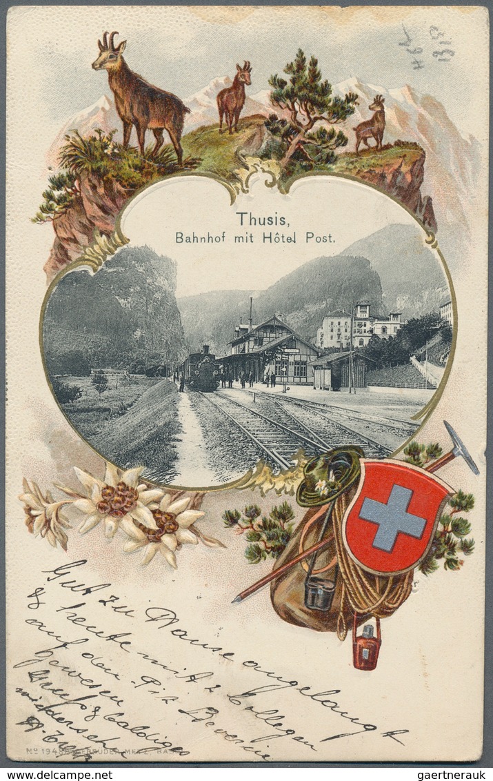 Schweiz: 1890er/1920er Jahre - ANSICHTSKARTEN: Kollektion von etwa 170 mehrfarbigen Ansichtskarten a