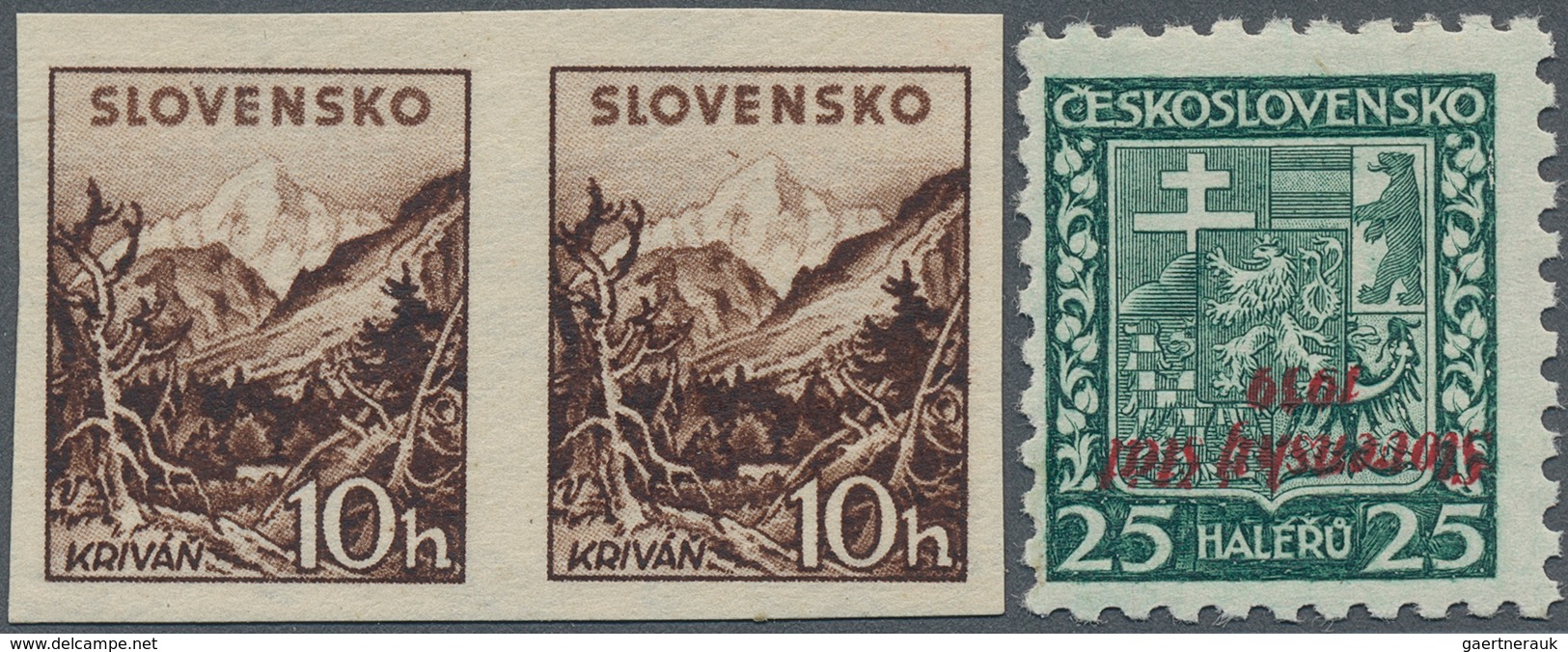 Slowakei: 1939/1941, Specialised Assortment Of 79 Stamps, Incl. 1939 Overprints 25h. Green Block Of - Ungebraucht