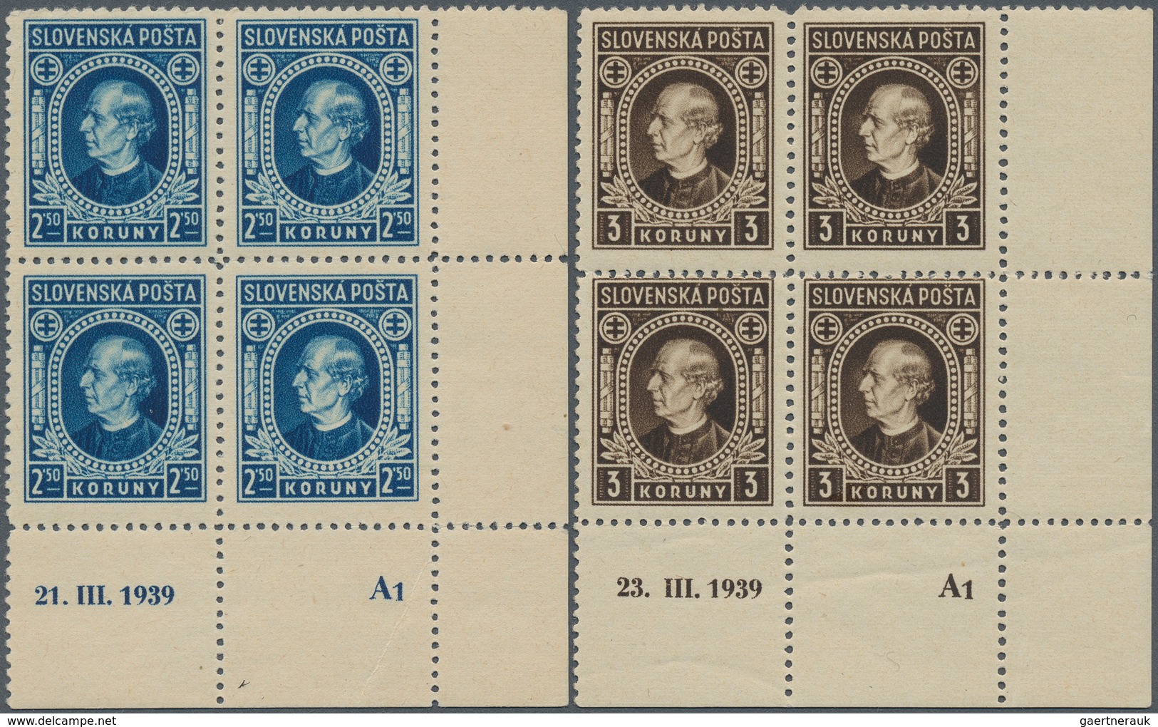 Slowakei: 1939/1941, Specialised Assortment Of 79 Stamps, Incl. 1939 Overprints 25h. Green Block Of - Neufs