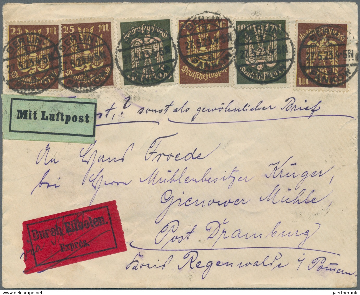 Deutschland: 1900 Ab Ca., Konvolut Mit Interessanter Bedarfspost Infla Und Weimar, Dabei 4 Verschied - Collections