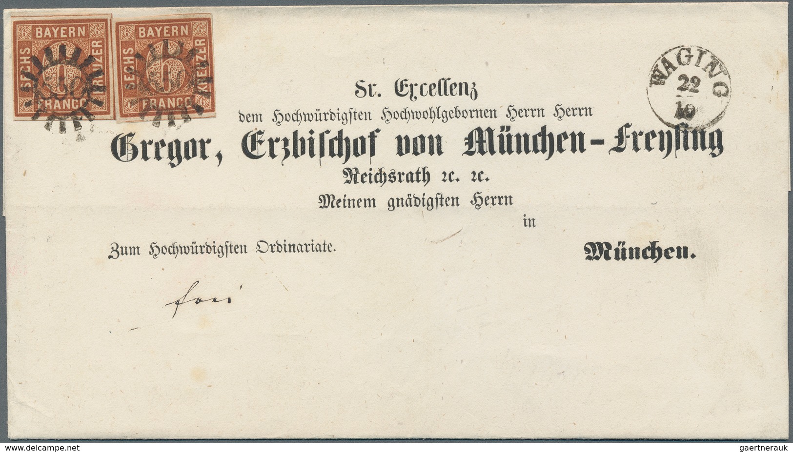 Bayern - Marken und Briefe: 1849/1860: ZWÖLF ausgesucht attraktive BISCHOFSBRIEFE in vorbildlicher E