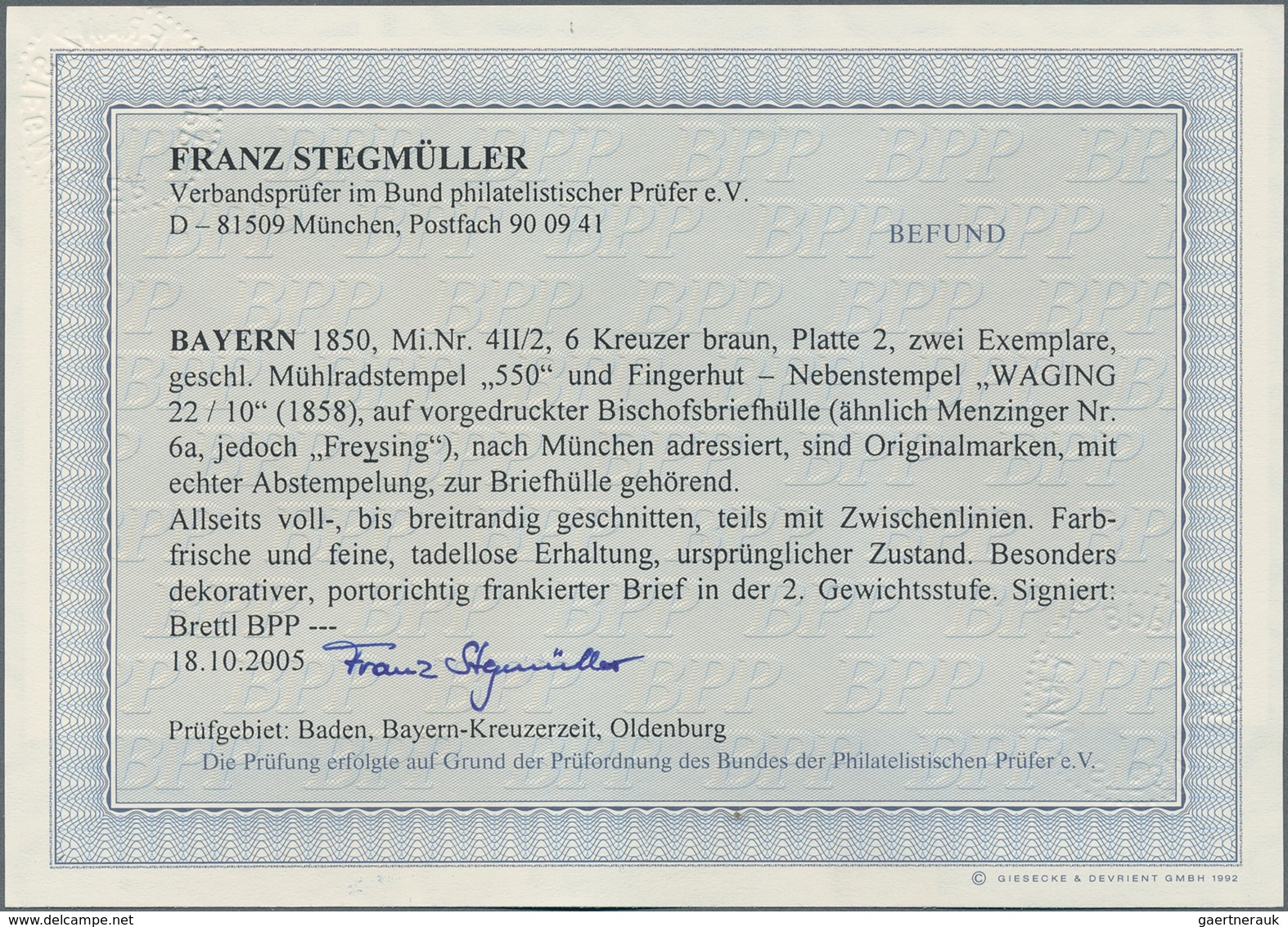 Bayern - Marken und Briefe: 1849/1860: ZWÖLF ausgesucht attraktive BISCHOFSBRIEFE in vorbildlicher E