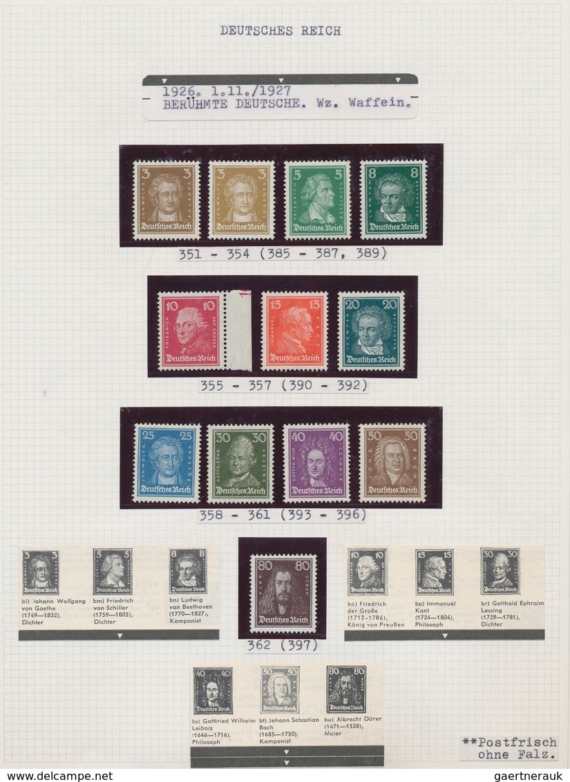 Deutsches Reich: 1923/1933, Postfrische/ungebrauchte Sammlung Auf Selbstgestalteten Albenblättern, D - Collections