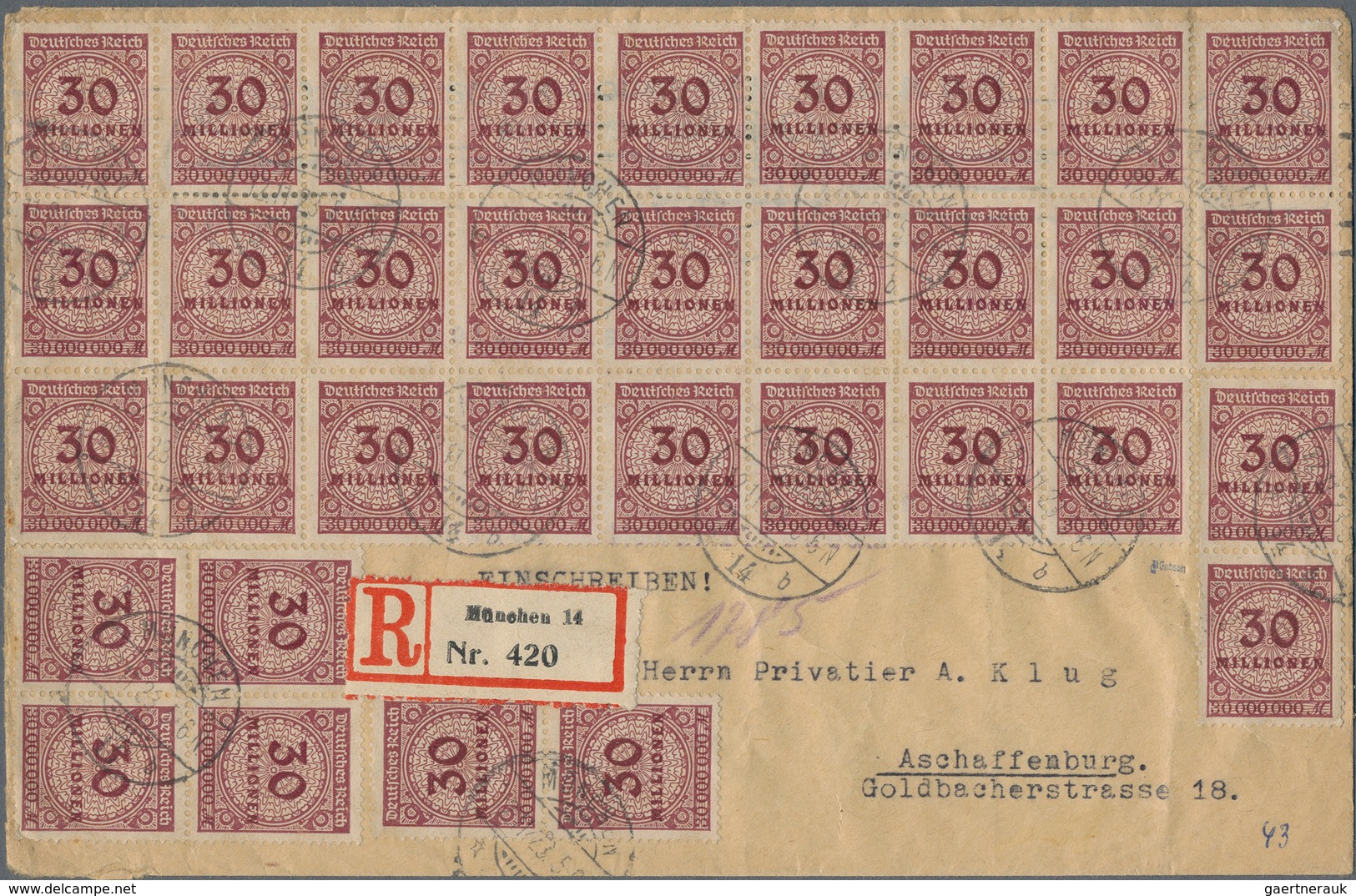 Deutsches Reich - Inflation: 1922/1923, Spannendes Konvolut Mit Ca.120 Belegen, Hauptsächlich Massen - Sammlungen