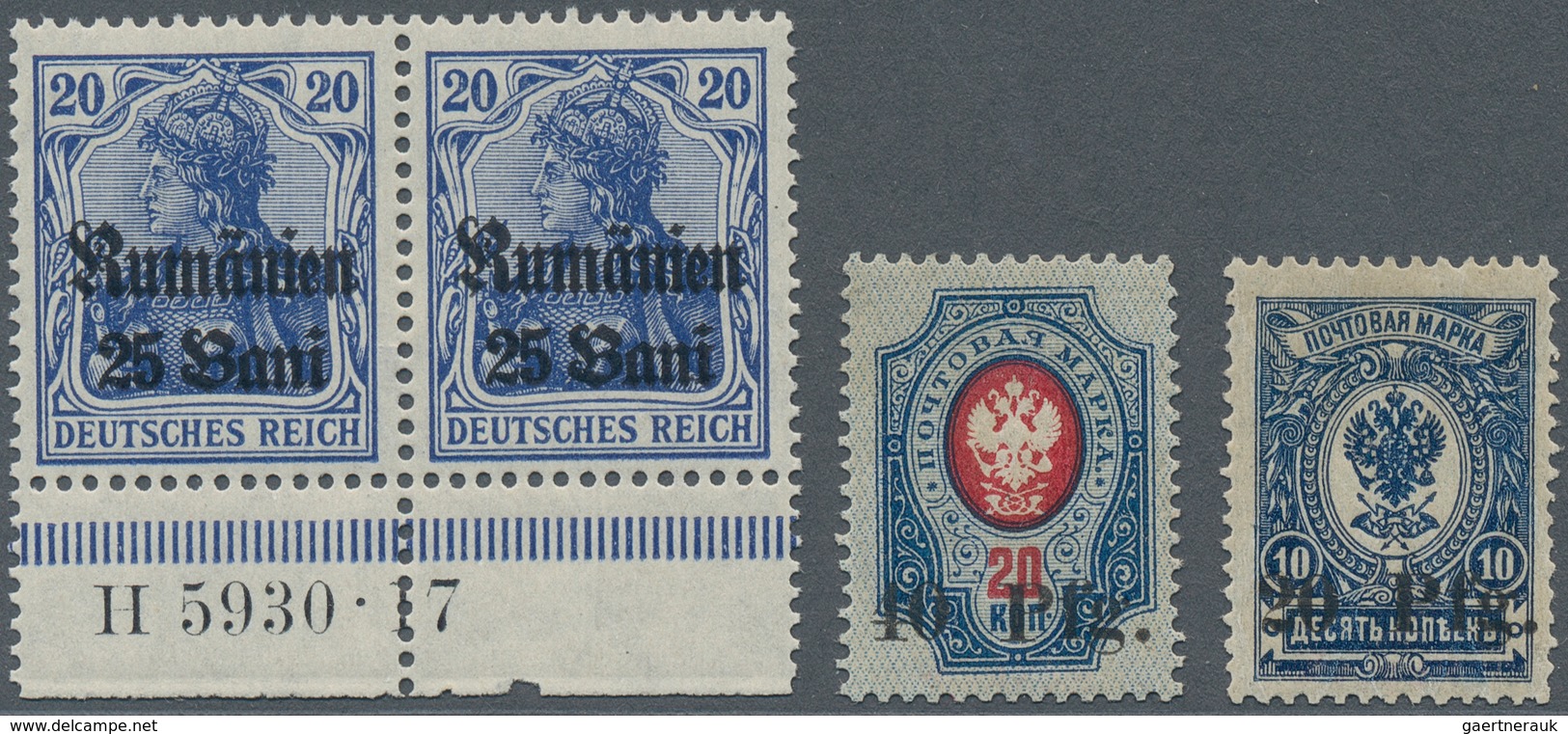 Deutsche Besetzung I. WK: 1915/1918, vielseitige Partie auf Steckkarten ausgezeichnet, dabei Belgien