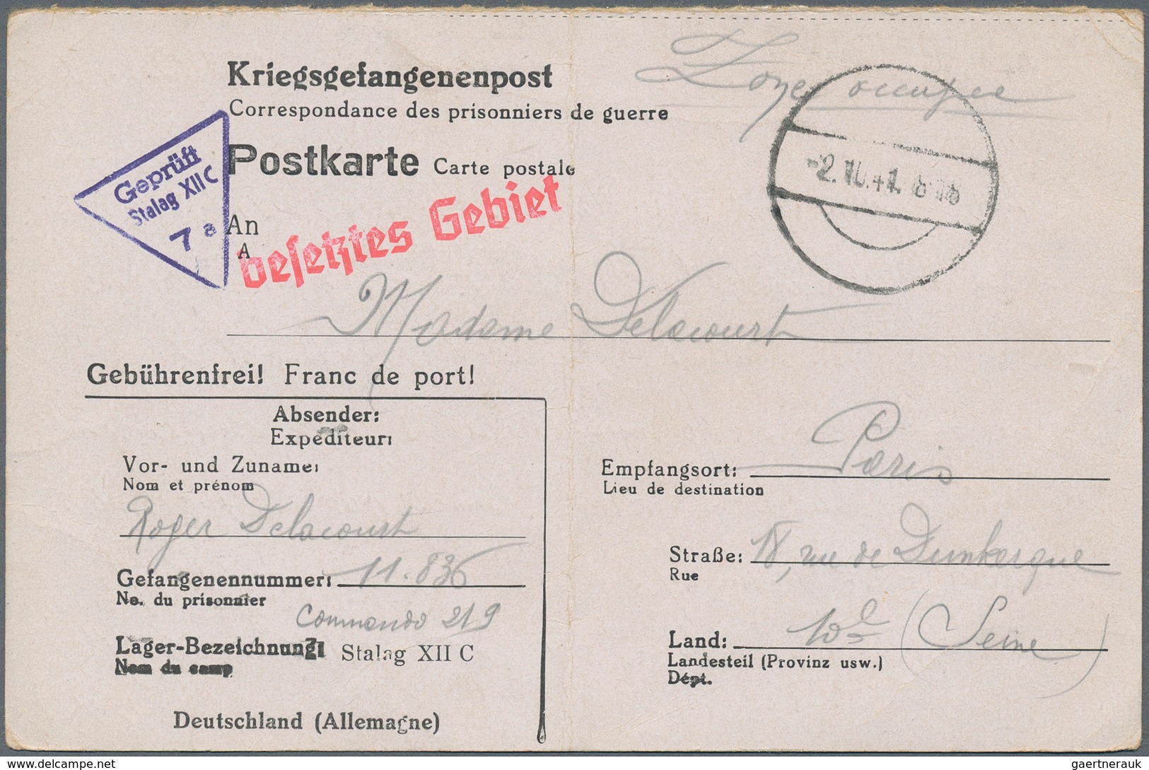 Kriegsgefangenen-Lagerpost: 1940/1943, Französische Kriegsgefangene In Deutschland, Posten Von Ca. 3 - Sonstige & Ohne Zuordnung