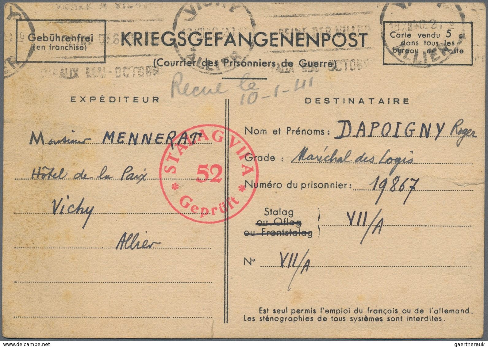 Kriegsgefangenen-Lagerpost: 1940/1943, Französische Kriegsgefangene In Deutschland, Posten Von Ca. 3 - Other & Unclassified