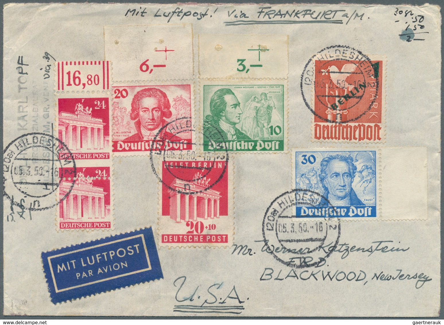 Deutschland Nach 1945: 1945/1956, Kleiner Posten Von 12 Belegen Mit Fast Nur Besseren Frankaturen, U - Collections