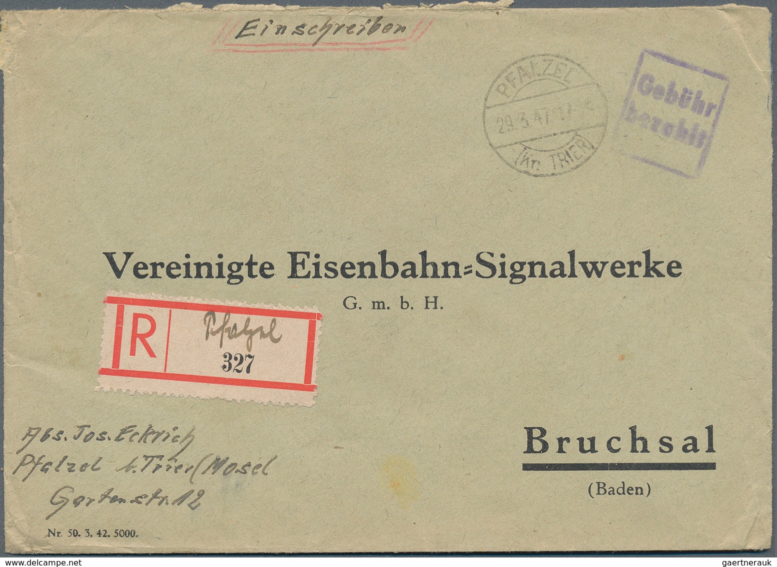 Alliierte Besetzung - Gebühr Bezahlt: 1945-1950, Partie mit über 700 Briefen und Belegen mit "Gebühr