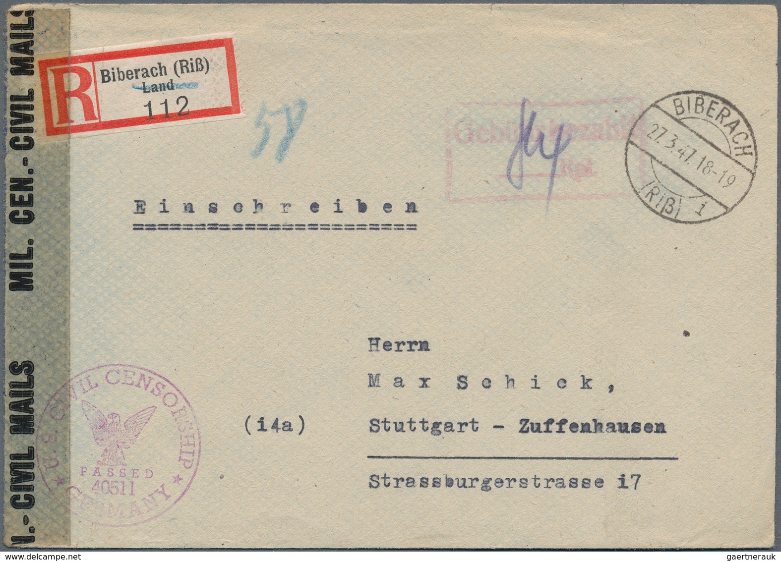 Alliierte Besetzung - Gebühr Bezahlt: 1945-1950, Partie mit über 700 Briefen und Belegen mit "Gebühr