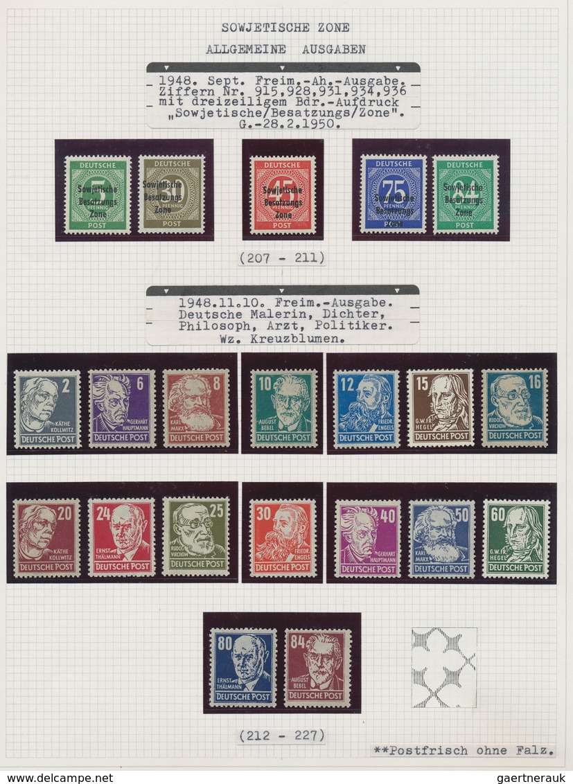 Sowjetische Zone: 1945/1949, Postfrische Sammlung Auf Albenblättern, Dabei Bären-Ausgabe MiNr. 1/7 B - Sonstige & Ohne Zuordnung