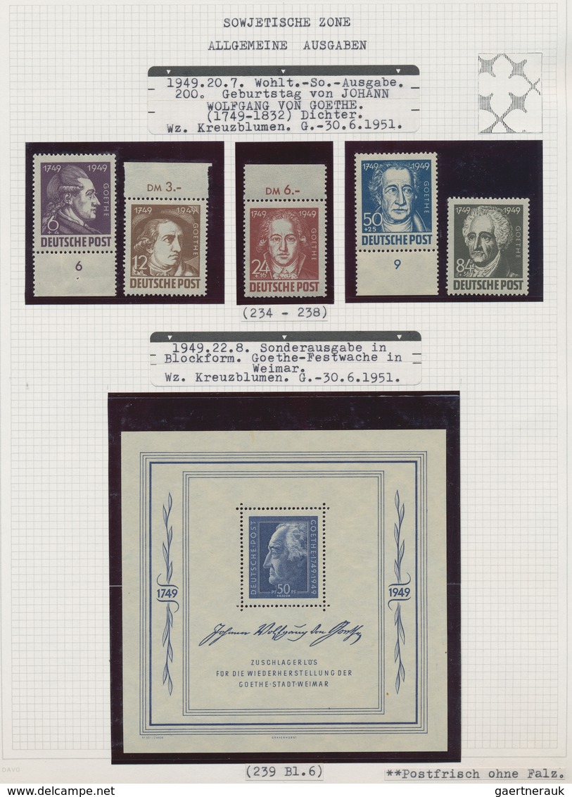 Sowjetische Zone: 1945/1949, postfrische Sammlung auf Albenblättern, dabei Bären-Ausgabe MiNr. 1/7 B