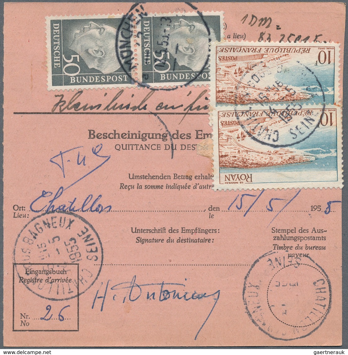 Bundesrepublik Deutschland: 1950er. Lot Von 400 Auslandspostanweisungen Und Postanweisungen Mit Post - Collections