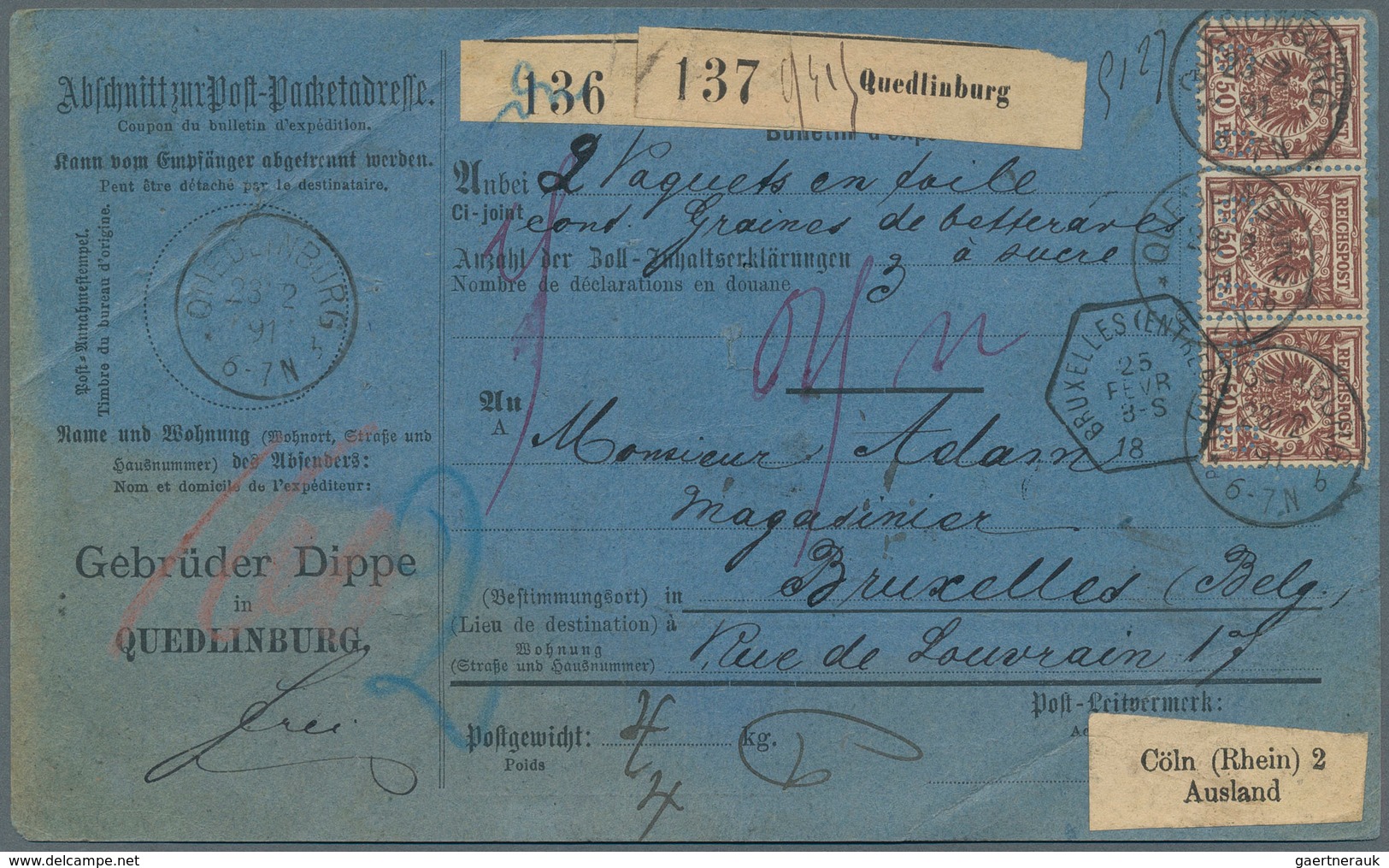 Deutschland: 1890-1944, Paketkarten, Partie Mit Rund 270 Karten, Zumeist Ins Ausland, Dabei, Bayern, - Collections