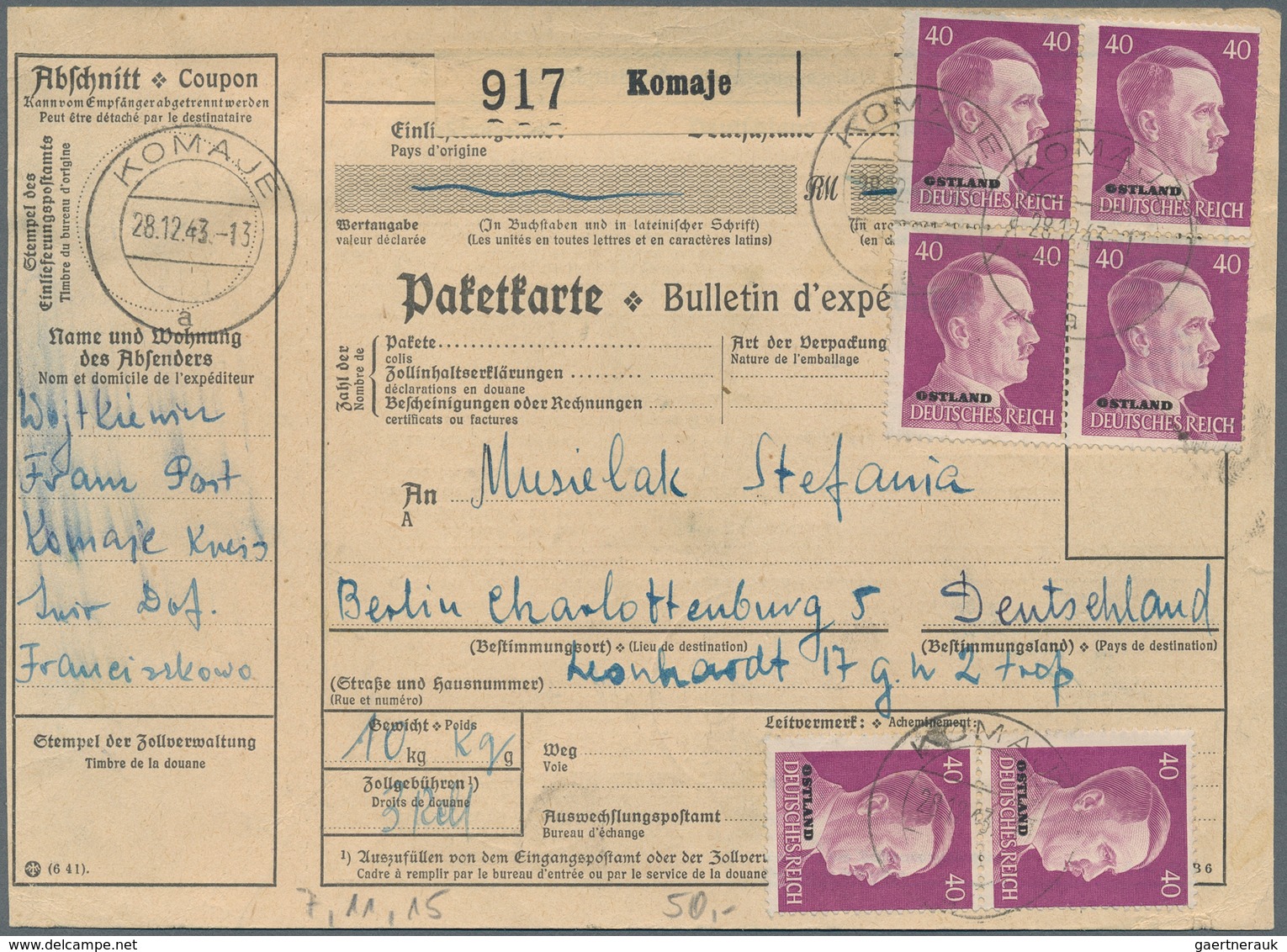 Deutschland: 1890-1944, Paketkarten, Partie mit rund 270 Karten, zumeist ins Ausland, dabei, Bayern,