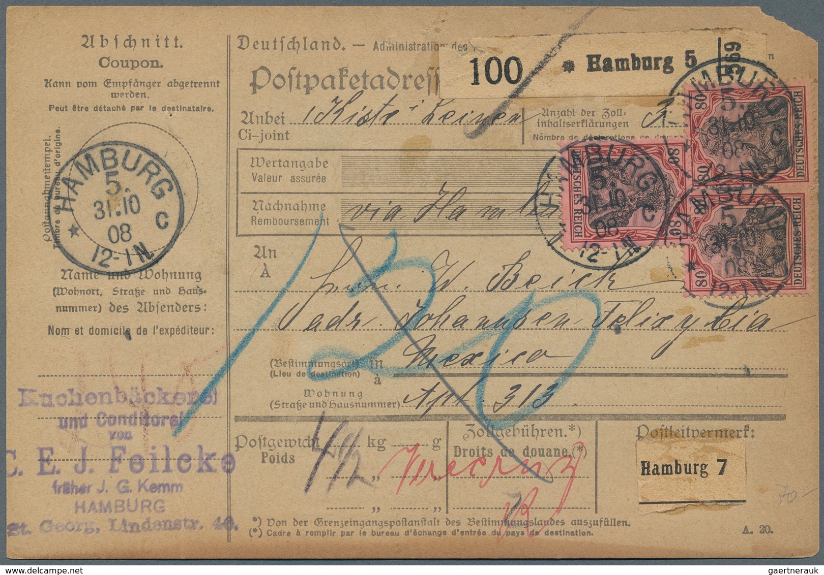 Deutschland: 1890-1944, Paketkarten, Partie mit rund 270 Karten, zumeist ins Ausland, dabei, Bayern,