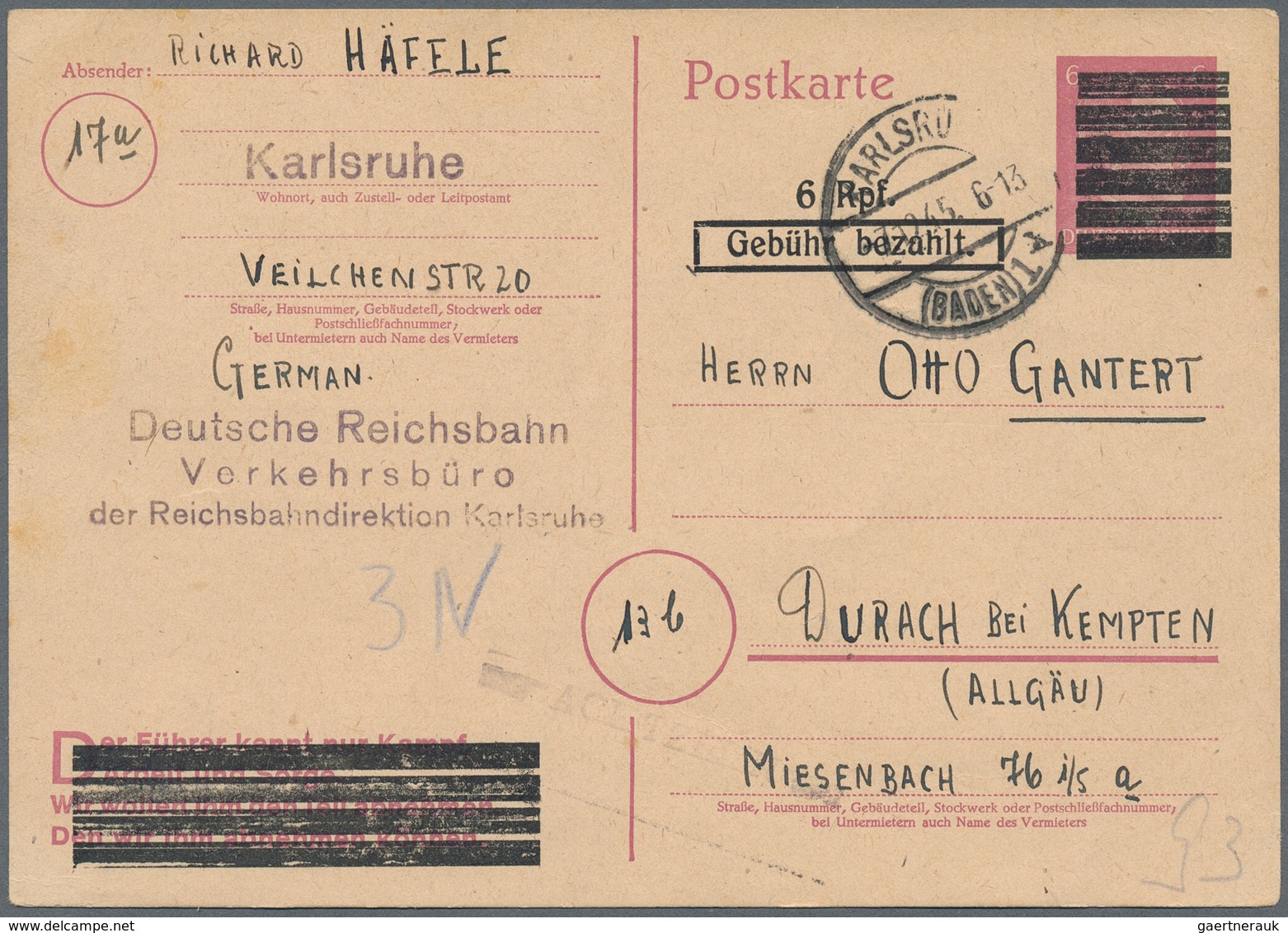 Deutschland: 1915/1956, Lot Von 20 Briefen Und Karten, Dabei Saar MiNr. 199/205, Nachkrieg Mit Einig - Collections